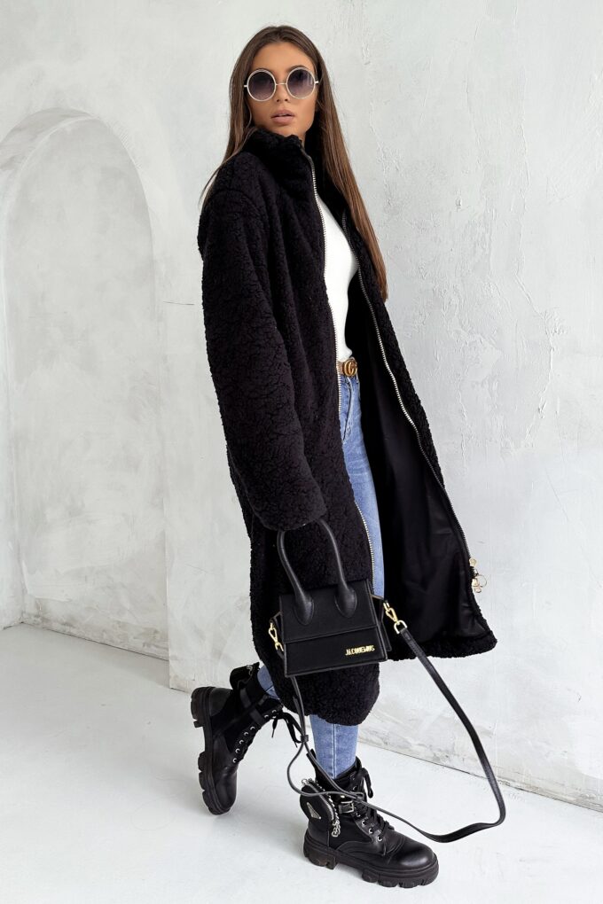 TEDDY płaszcz miś, czarny