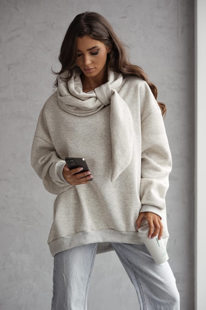 BOW WOW bluza z designerskim kołnierzem, szara