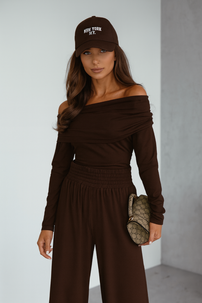 TAYLOR bluzka z odkrytymi ramionami, czekolada