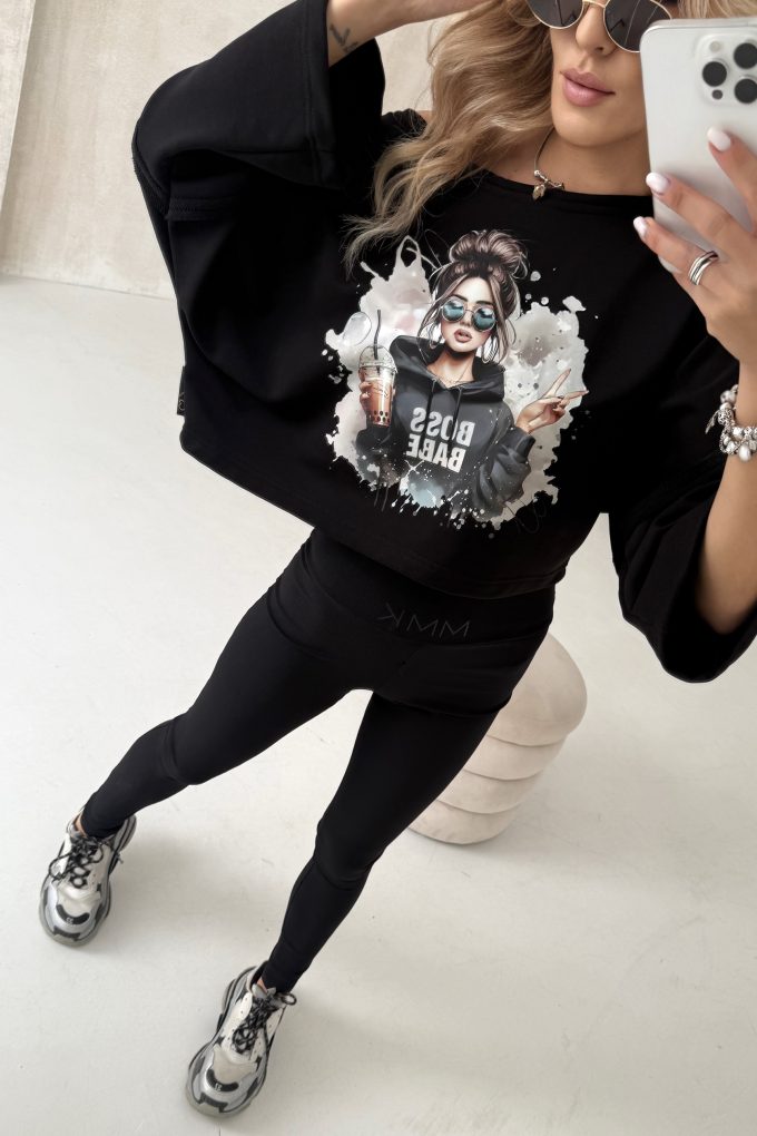 ENJOY BOSS BABE bluza, czarna