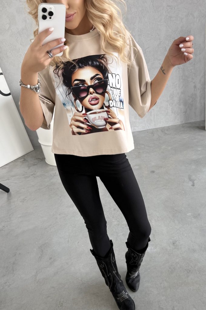 RIO NO TIME FOR DRAMA bluzka, beżowa