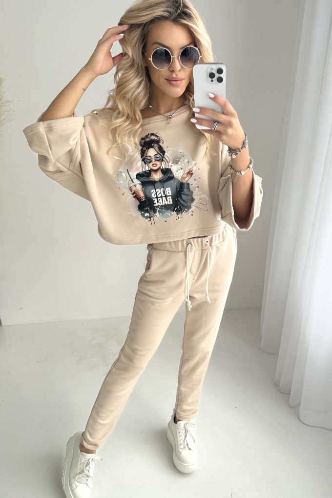 ENJOY BOSS BABE bluza, beżowa