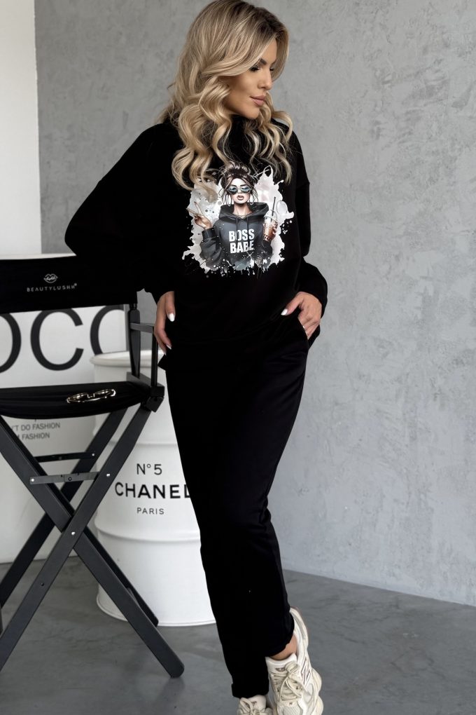 BESTIE BOSS BABE bluza, czarna