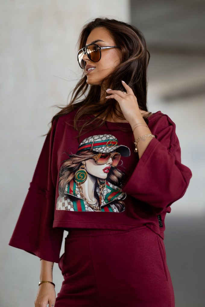 ENJOY QUEEN bluza, bordo