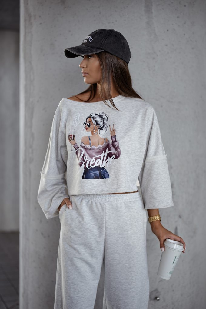 ENJOY BREATHE bluza, szara