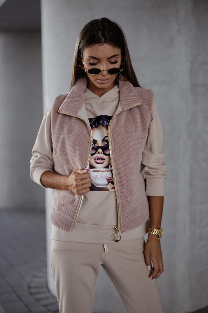 JOY TEDDY, kamizelka, dusty pink