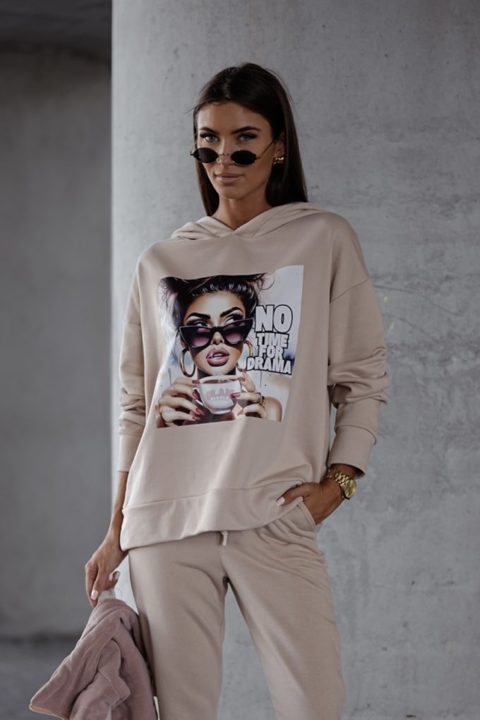 BESTIE NO TIME FOR DRAMA bluza, beżowa