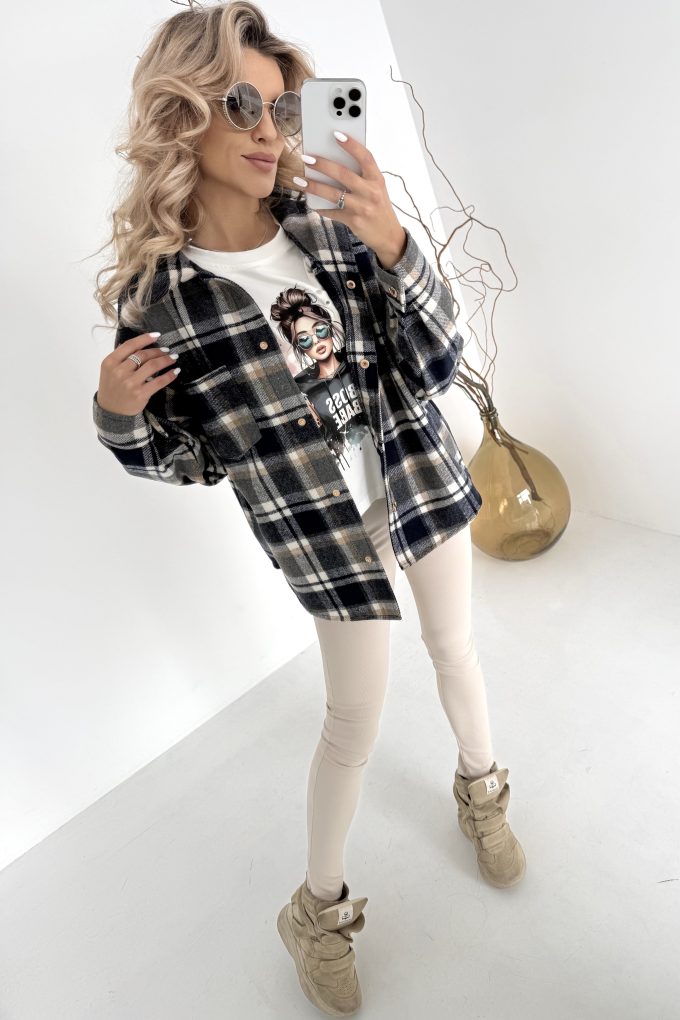 HARPER flanelowa koszula w kratkę, denim