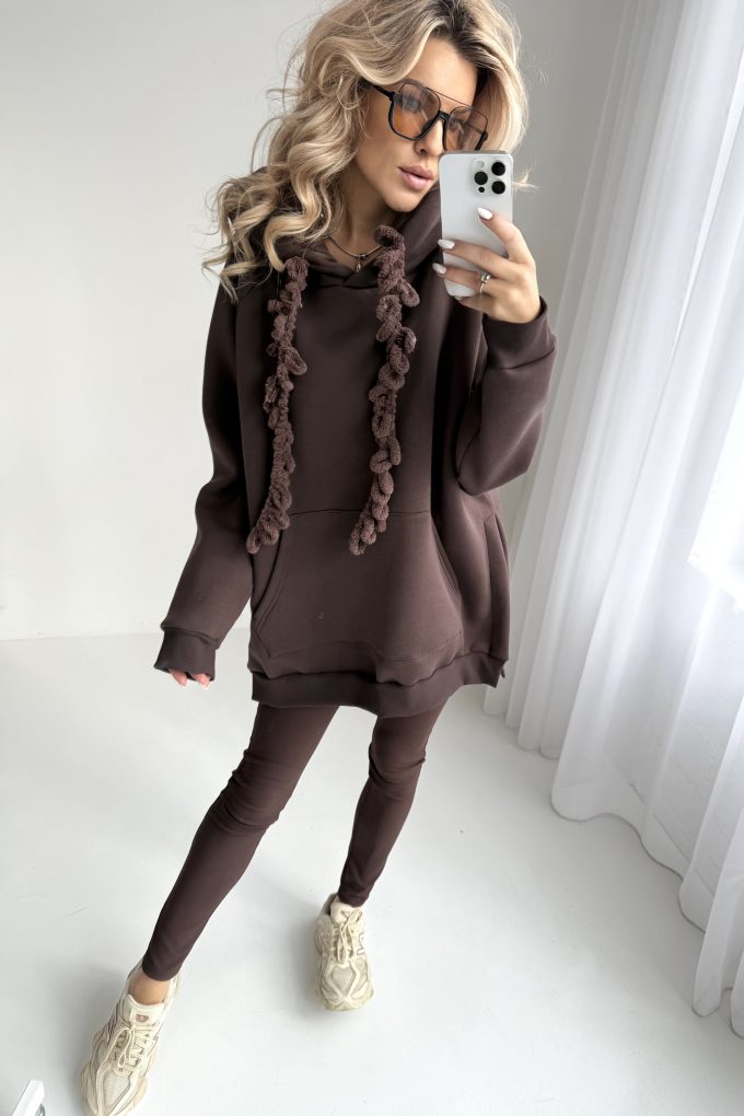 ANGEL bluza z rozcięciami, czekolada - polar