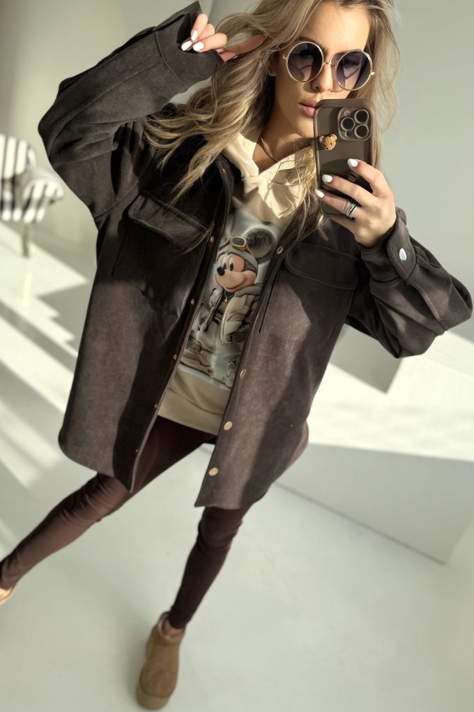 MELODY kurtka koszulowa, sztruks premium, czekolada