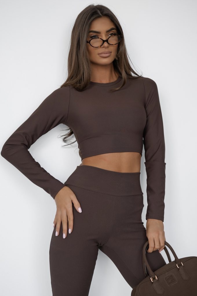 LONGSLEEVE prążek, czekolada