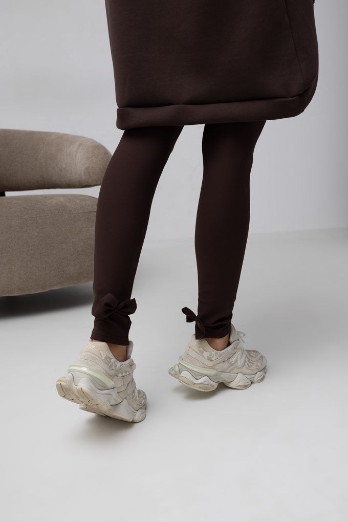 SHAPE legginsy z kokardką, czekolada