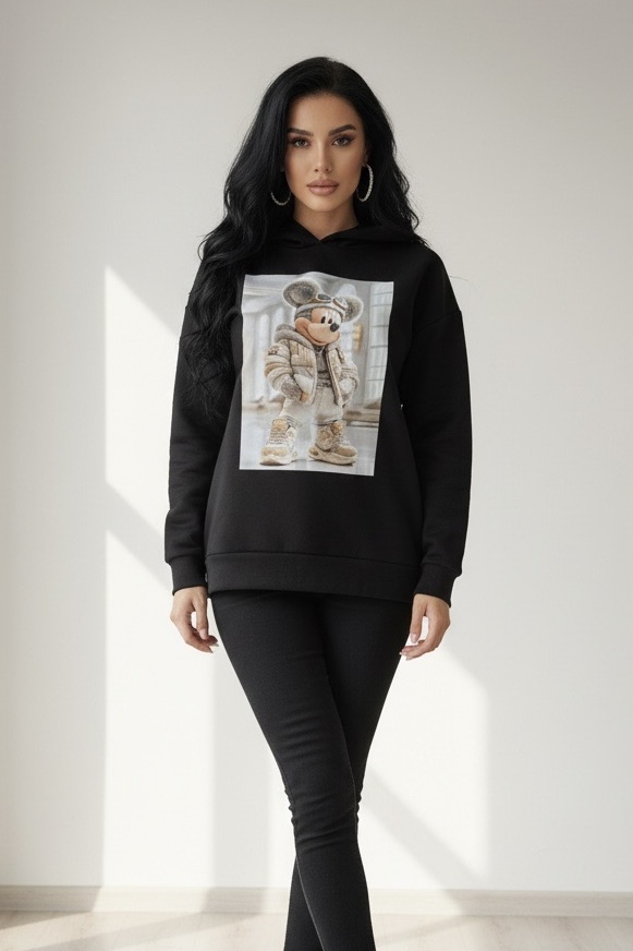 BESTIE MICKEY, bluza z kapturem, czarna